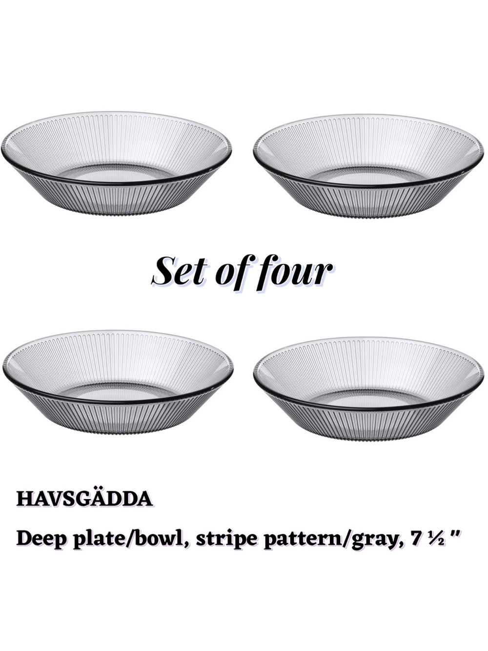 Dark Grey Deep Plates - Set of 4